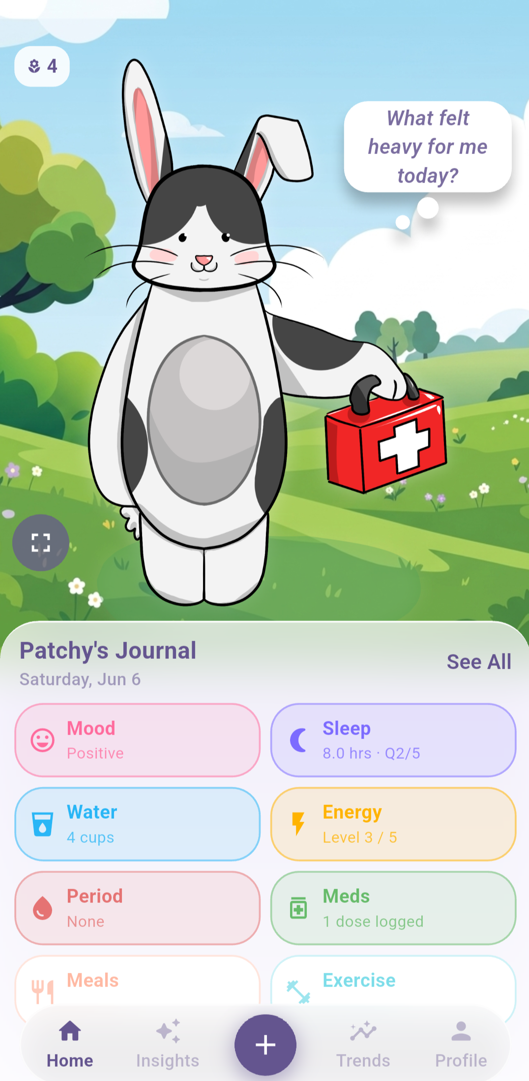 Bunnefit app home screen
